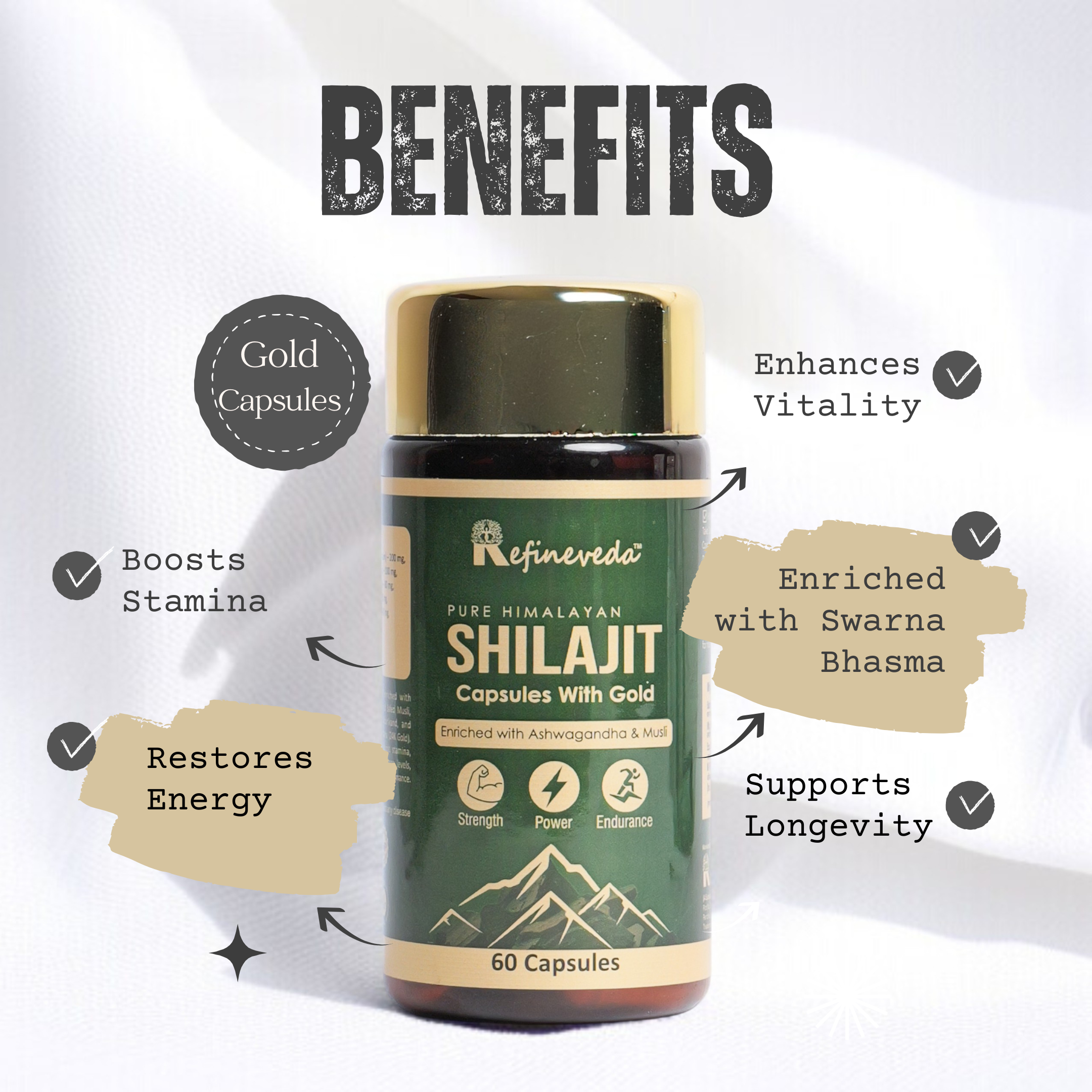 Shilajit Capsules With Gold