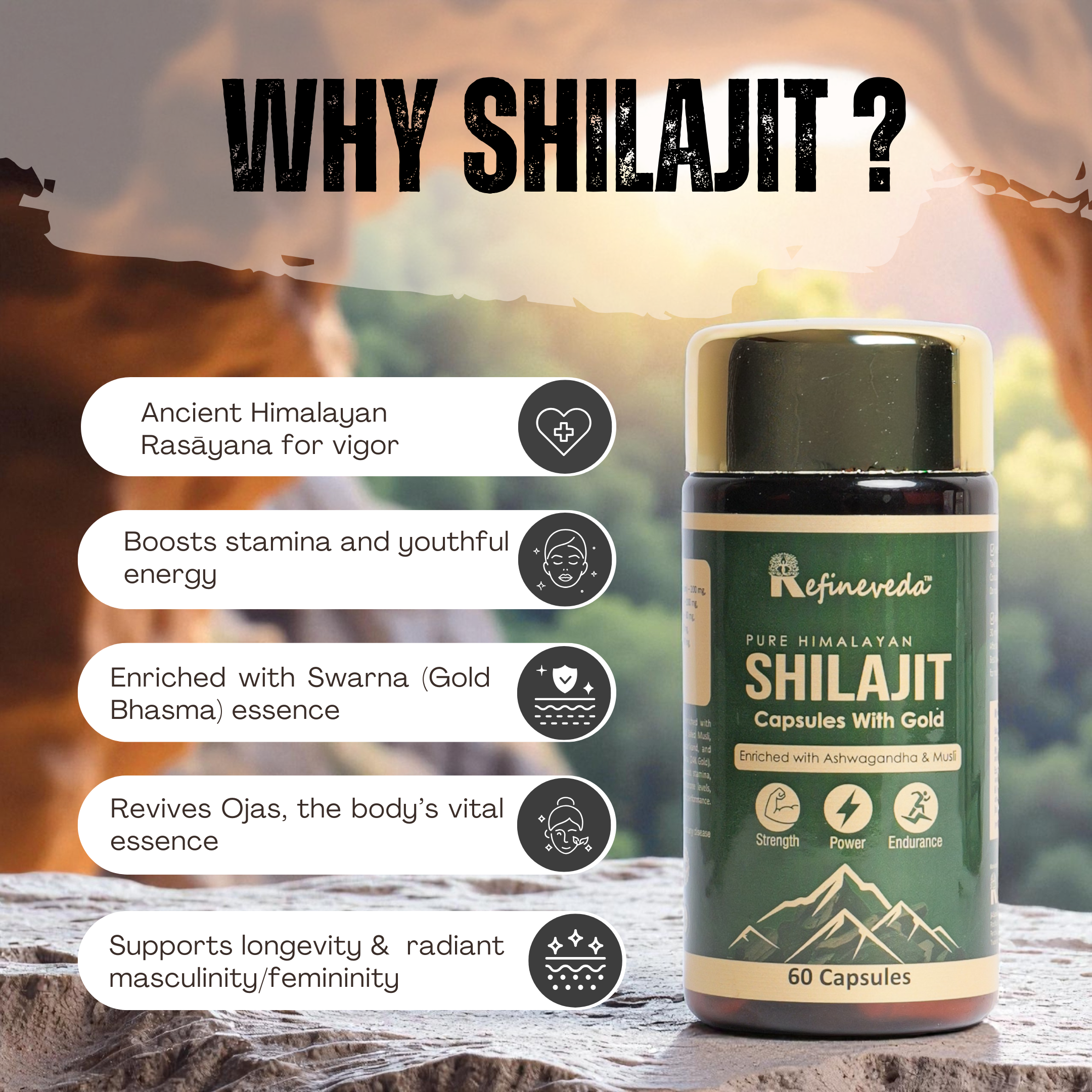 Shilajit Capsules With Gold